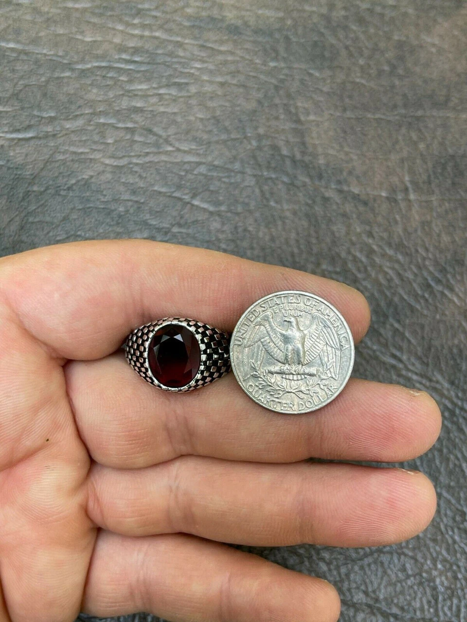 Mens Plain Real 925 Sterling Silver Ruby Red Stone Ring Pinky Or Signet Sz 7-13 16 Mens Plain Real 925 Sterling Silver Ruby Red Stone Ring Pinky Or Signet Sz 7-13 - Image 14