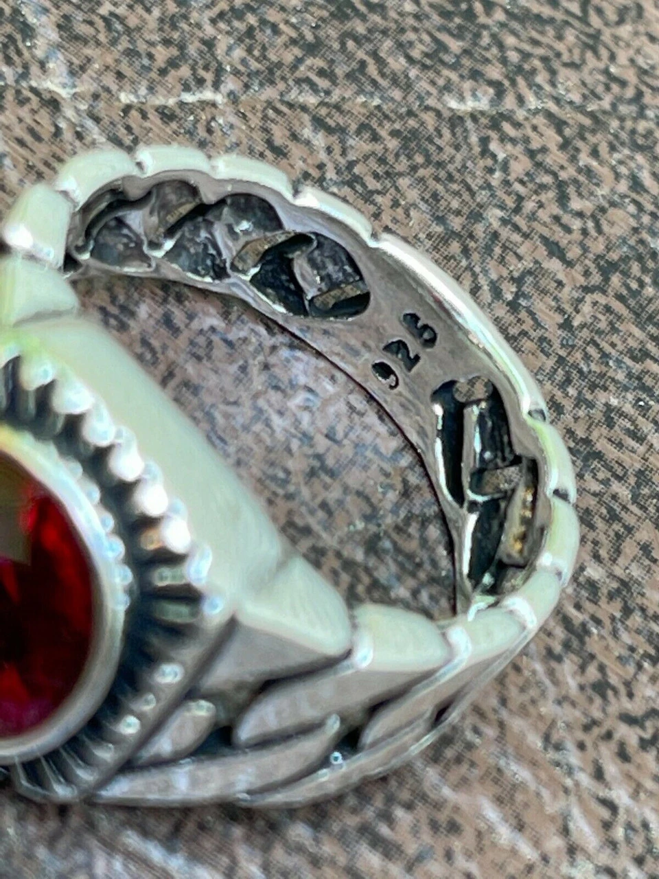 Mens Plain Real 925 Sterling Silver Ruby Red Stone Ring W. Miami Cuban Link Band 12 Mens Plain Real 925 Sterling Silver Ruby Red Stone Ring W. Miami Cuban Link Band - Image 10