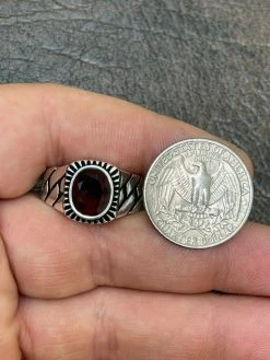 Mens Plain Real 925 Sterling Silver Ruby Red Stone Ring W. Miami Cuban Link Band 22 Mens Plain Real 925 Sterling Silver Ruby Red Stone Ring W. Miami Cuban Link Band -Harlem Bling Shop harlembling mens plain real 925 sterling silver ruby red stone ring w miami cuban link band 37246.1664374613