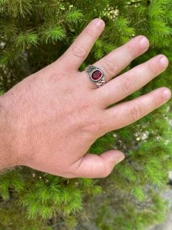 Mens Plain Real 925 Sterling Silver Ruby Red Stone Ring W. Miami Cuban Link Band 17 Mens Plain Real 925 Sterling Silver Ruby Red Stone Ring W. Miami Cuban Link Band -Harlem Bling Shop harlembling mens plain real 925 sterling silver ruby red stone ring w miami cuban link band 62331.1664377933