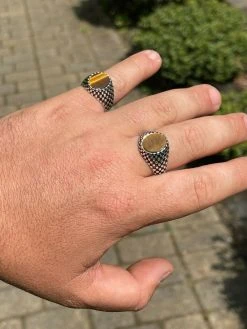 Mens Plain Real 925 Sterling Silver Tiger Eye Stone Ring Pinky 7 8 9 10 11 12 13 -Harlem Bling Shop harlembling mens plain real 925 sterling silver tiger eye stone ring pinky 7 8 9 10 11 12 13 00906.1664399426