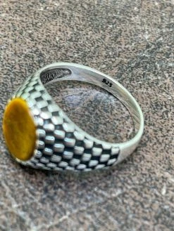 Mens Plain Real 925 Sterling Silver Tiger Eye Stone Ring Pinky 7 8 9 10 11 12 13 -Harlem Bling Shop harlembling mens plain real 925 sterling silver tiger eye stone ring pinky 7 8 9 10 11 12 13 07284.1664391579