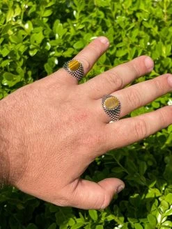 Mens Plain Real 925 Sterling Silver Tiger Eye Stone Ring Pinky 7 8 9 10 11 12 13 -Harlem Bling Shop harlembling mens plain real 925 sterling silver tiger eye stone ring pinky 7 8 9 10 11 12 13 30506.1664380935