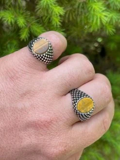 Mens Plain Real 925 Sterling Silver Tiger Eye Stone Ring Pinky 7 8 9 10 11 12 13 -Harlem Bling Shop harlembling mens plain real 925 sterling silver tiger eye stone ring pinky 7 8 9 10 11 12 13 51567.1664374680