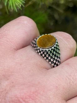 Mens Plain Real 925 Sterling Silver Tiger Eye Stone Ring Pinky 7 8 9 10 11 12 13 -Harlem Bling Shop harlembling mens plain real 925 sterling silver tiger eye stone ring pinky 7 8 9 10 11 12 13 55078.1664382899