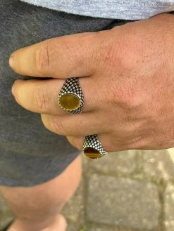 Mens Plain Real 925 Sterling Silver Tiger Eye Stone Ring Pinky 7 8 9 10 11 12 13 -Harlem Bling Shop harlembling mens plain real 925 sterling silver tiger eye stone ring pinky 7 8 9 10 11 12 13 61330.1664399971