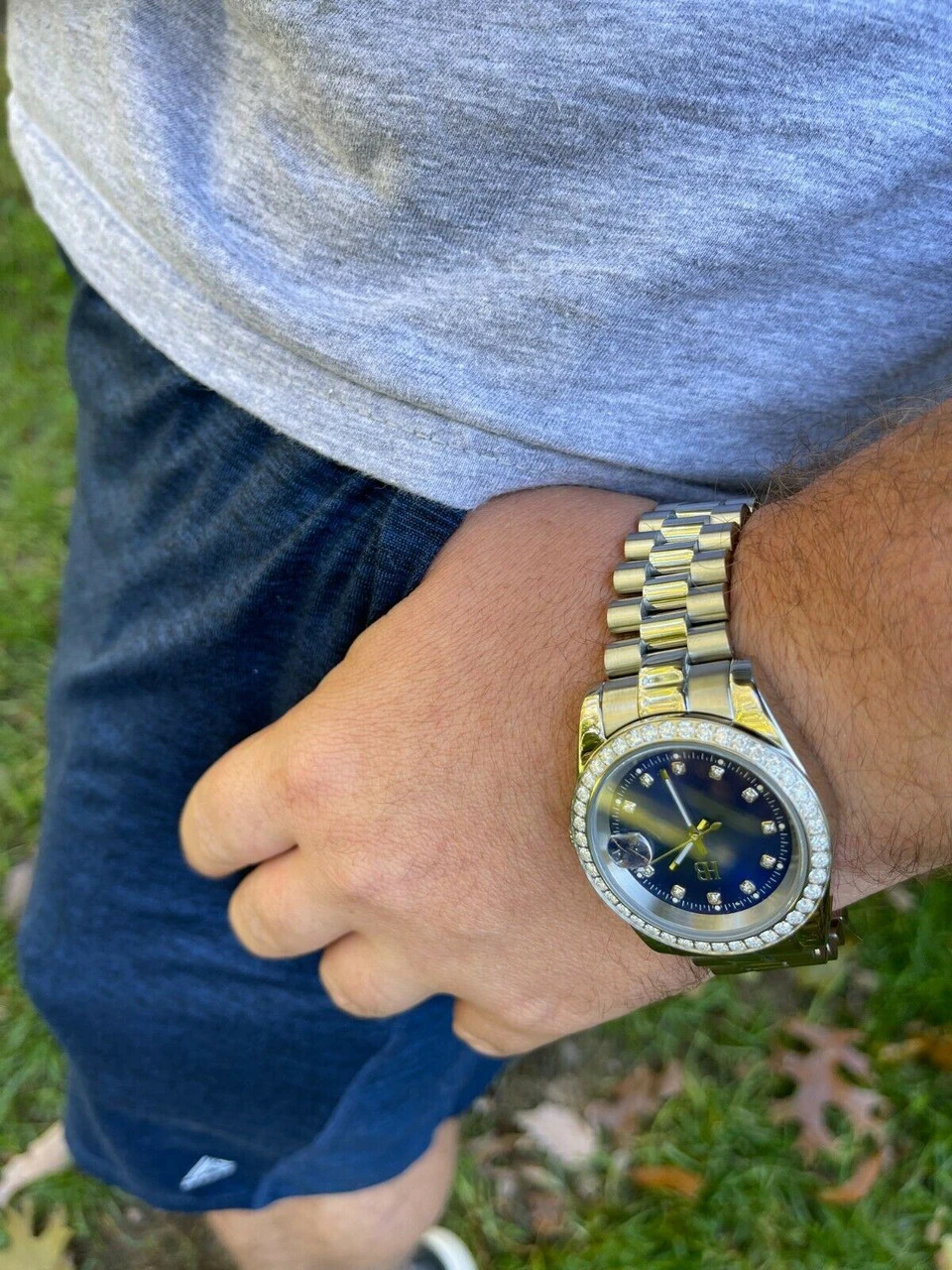 Mens Presidential Stainless Iced 3.3ct Moissanite Watch Pass Diamond Tester 41mm Blue Face 10 Mens Presidential Stainless Iced 3.3ct Moissanite Watch Pass Diamond Tester 41mm Blue Face - Image 8