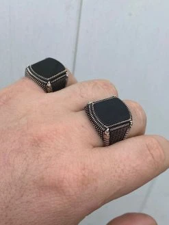 Mens Real 10k Gold & 925 Sterling Silver Black Onyx LARGE Ring Sz 7-13 ~16 Grams -Harlem Bling Shop harlembling mens real 10k gold and 925 sterling silver black onyx large ring sz 7 13 16 grams 05288.1664399306