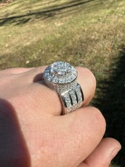 Mens Real 12ct MOISSANITE Ring Pass Diamond Test Iced Cluster Pinky RING Hip Hop -Harlem Bling Shop harlembling mens real 12ct moissanite ring pass diamond test iced cluster pinky ring hip hop 36319.1664361713