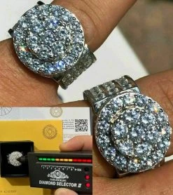 Mens Real 12ct MOISSANITE Ring Pass Diamond Test Iced Cluster Pinky RING Hip Hop