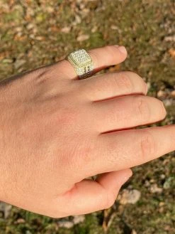 Men's Real 14k Gold & 925 Sterling Silver Ring Real Icy Cluster Hip Hop Pinky -Harlem Bling Shop harlembling mens real 14k gold and 925 sterling silver ring real icy cluster hip hop pinky 25675.1664385028