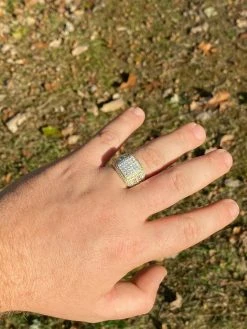 Men's Real 14k Gold & 925 Sterling Silver Ring Real Icy Cluster Hip Hop Pinky -Harlem Bling Shop harlembling mens real 14k gold and 925 sterling silver ring real icy cluster hip hop pinky 54979.1664399688