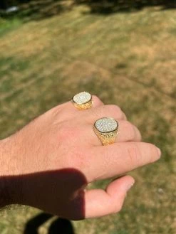 Mens Real 14K Gold Plated 925 Silver Iced CZ Pinky Ring Hip Hop 7 8 9 10 11 12 -Harlem Bling Shop harlembling mens real 14k gold plated 925 silver iced cz pinky ring hip hop 7 8 9 10 11 12 06733.1664299762