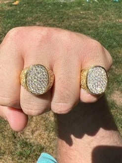 Mens Real 14K Gold Plated 925 Silver Iced CZ Pinky Ring Hip Hop 7 8 9 10 11 12 -Harlem Bling Shop harlembling mens real 14k gold plated 925 silver iced cz pinky ring hip hop 7 8 9 10 11 12 09583.1664301756