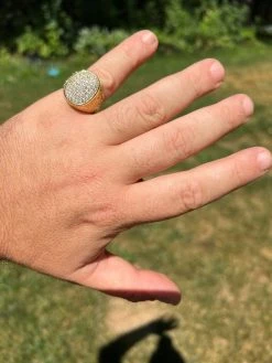 Mens Real 14K Gold Plated 925 Silver Iced CZ Pinky Ring Hip Hop 7 8 9 10 11 12 -Harlem Bling Shop harlembling mens real 14k gold plated 925 silver iced cz pinky ring hip hop 7 8 9 10 11 12 24933.1664300302