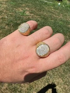 Mens Real 14K Gold Plated 925 Silver Iced CZ Pinky Ring Hip Hop 7 8 9 10 11 12 -Harlem Bling Shop harlembling mens real 14k gold plated 925 silver iced cz pinky ring hip hop 7 8 9 10 11 12 26510.1664301931