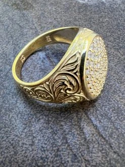 Mens Real 14K Gold Plated 925 Silver Iced CZ Pinky Ring Hip Hop 7 8 9 10 11 12 -Harlem Bling Shop harlembling mens real 14k gold plated 925 silver iced cz pinky ring hip hop 7 8 9 10 11 12 48647.1664299694