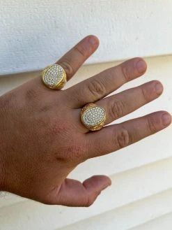 Mens Real 14K Gold Plated 925 Silver Iced CZ Pinky Ring Hip Hop 7 8 9 10 11 12 -Harlem Bling Shop harlembling mens real 14k gold plated 925 silver iced cz pinky ring hip hop 7 8 9 10 11 12 79714.1664301272