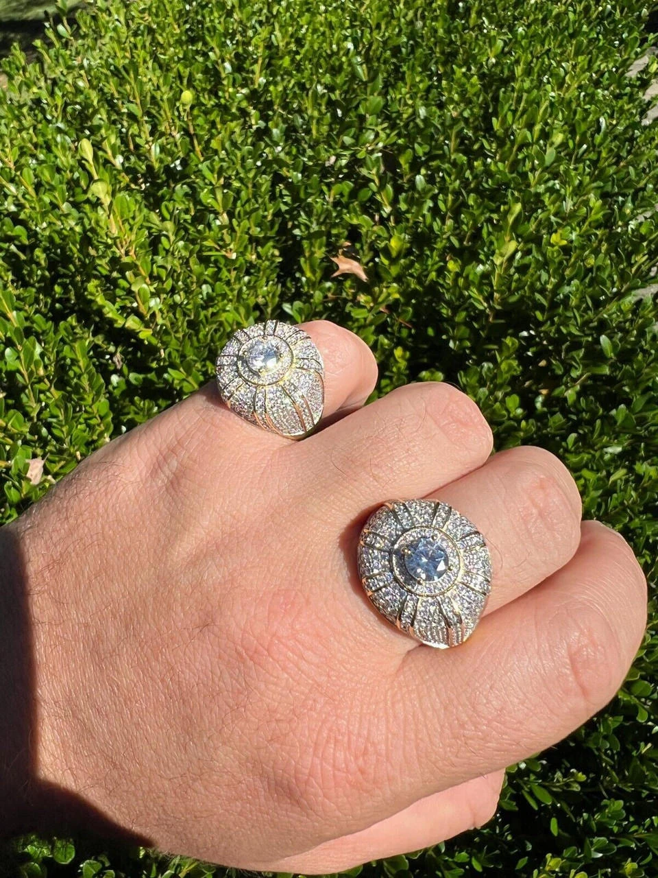 Mens Real 14k Gold Plated 925 Silver Iced CZ Solitaire Crown Pinky Ring Hip Hop 11 Mens Real 14k Gold Plated 925 Silver Iced CZ Solitaire Crown Pinky Ring Hip Hop - Image 9