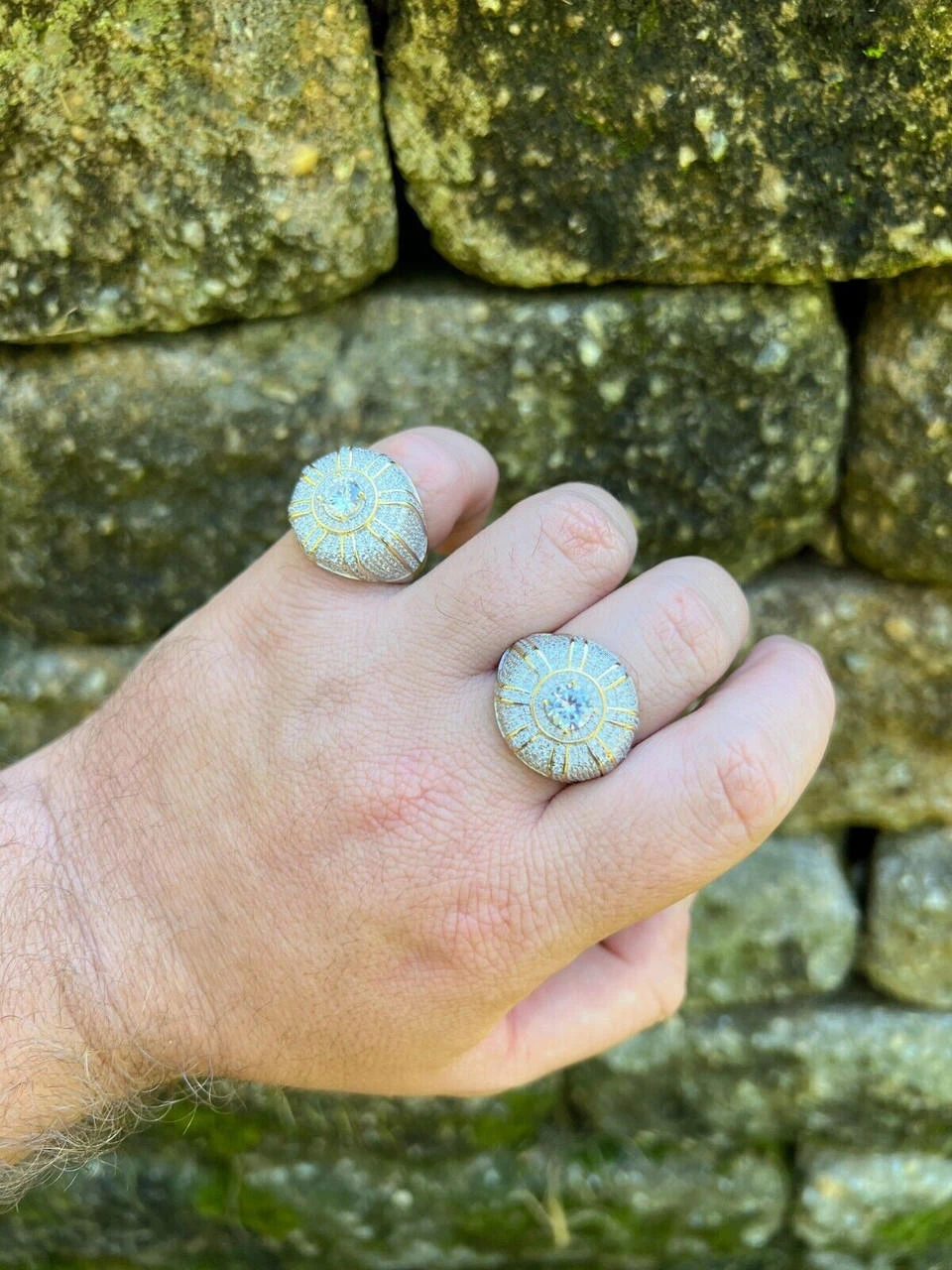 Mens Real 14k Gold Plated 925 Silver Iced CZ Solitaire Crown Pinky Ring Hip Hop 9 Mens Real 14k Gold Plated 925 Silver Iced CZ Solitaire Crown Pinky Ring Hip Hop - Image 7