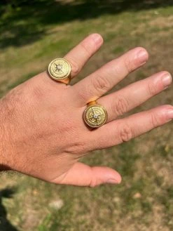 Mens Real 14K Gold Plated 925 Silver Sailor Navigational North Star Compass Ring -Harlem Bling Shop harlembling mens real 14k gold plated 925 silver sailor navigational north star compass ring 38981.1664543952