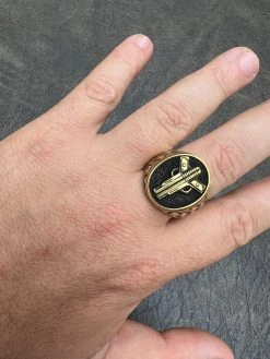 Mens Real 14K Gold Plated 925 Sterling Silver Double Guns Pistols Gangster Ring -Harlem Bling Shop harlembling mens real 14k gold plated 925 sterling silver double guns pistols gangster ring 08513.1664543964