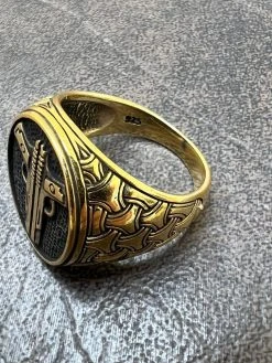 Mens Real 14K Gold Plated 925 Sterling Silver Double Guns Pistols Gangster Ring -Harlem Bling Shop harlembling mens real 14k gold plated 925 sterling silver double guns pistols gangster ring 67214.1664543868