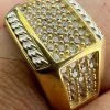 Mens Real 14k Gold Plated Solid 925 Sterling Silver Iced CZ Ring Hip Hop Cuban -Harlem Bling Shop harlembling mens real 14k gold plated solid 925 sterling silver iced cz ring hip hop cuban 09355.1664300488