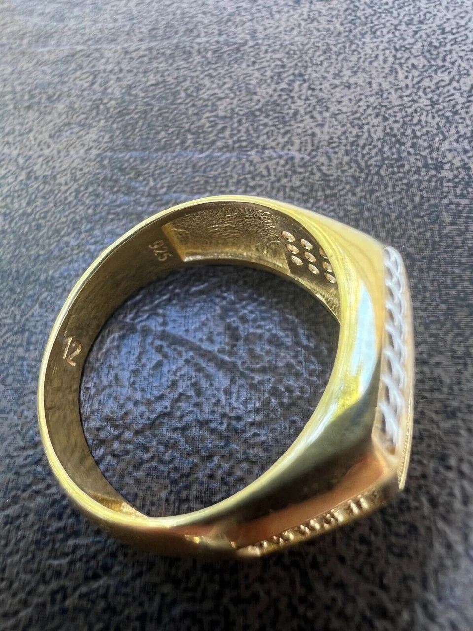 Mens Real 14k Gold Plated Solid 925 Sterling Silver Iced CZ Ring Hip Hop Cuban 6 Mens Real 14k Gold Plated Solid 925 Sterling Silver Iced CZ Ring Hip Hop Cuban - Image 4