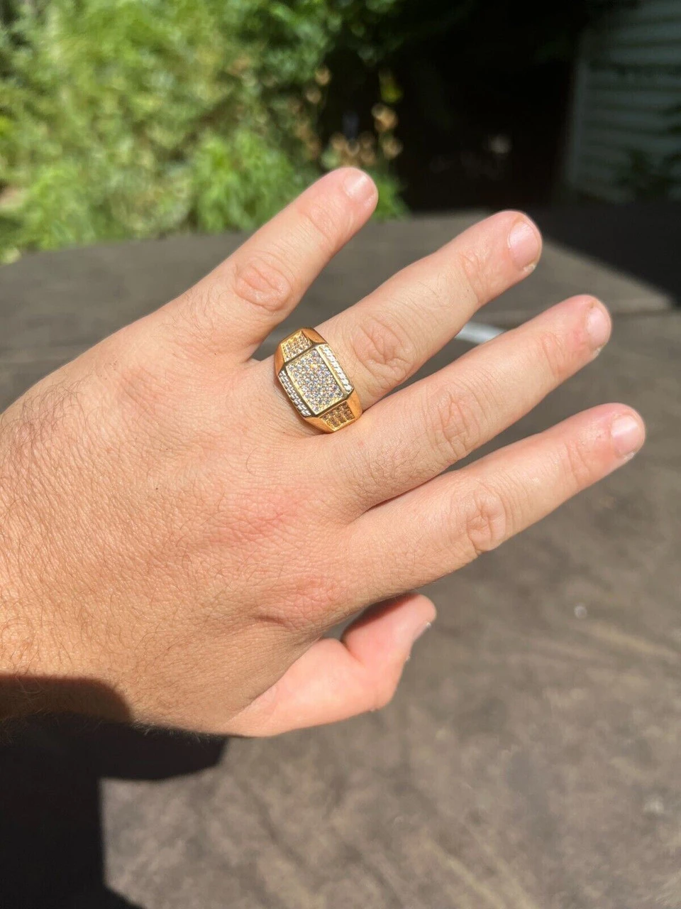 Mens Real 14k Gold Plated Solid 925 Sterling Silver Iced CZ Ring Hip Hop Cuban 14 Mens Real 14k Gold Plated Solid 925 Sterling Silver Iced CZ Ring Hip Hop Cuban - Image 12