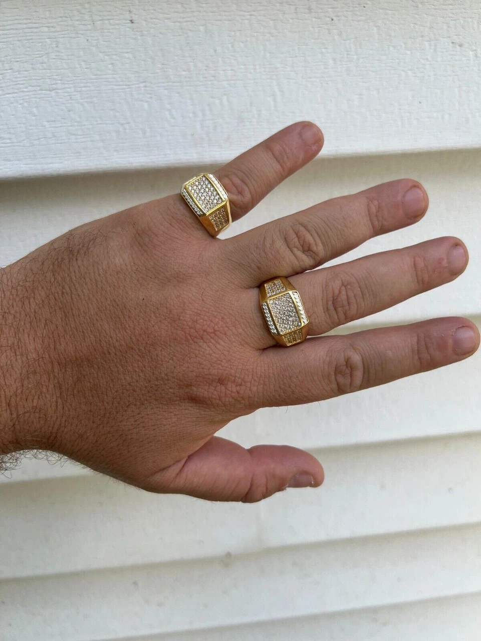 Mens Real 14k Gold Plated Solid 925 Sterling Silver Iced CZ Ring Hip Hop Cuban 8 Mens Real 14k Gold Plated Solid 925 Sterling Silver Iced CZ Ring Hip Hop Cuban - Image 6