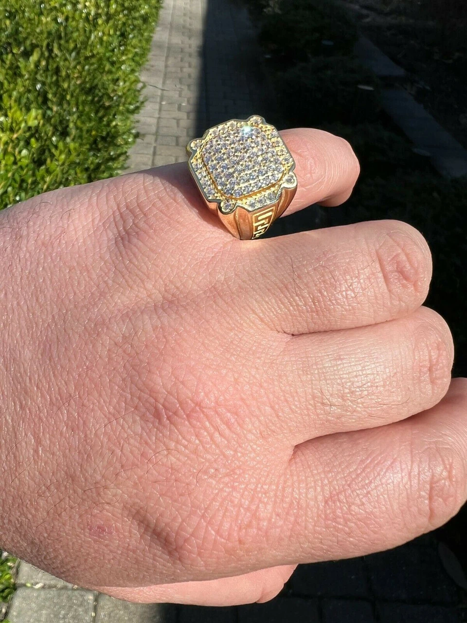 Mens Real 14k Gold Vermeil 925 Sterling Silver Ice Diamond Ring Hip Hop Pinky 6 Mens Real 14k Gold Vermeil 925 Sterling Silver Ice Diamond Ring Hip Hop Pinky - Image 4