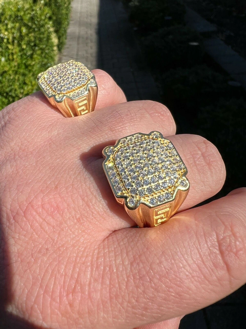 Mens Real 14k Gold Vermeil 925 Sterling Silver Ice Diamond Ring Hip Hop Pinky 5 Mens Real 14k Gold Vermeil 925 Sterling Silver Ice Diamond Ring Hip Hop Pinky - Image 3