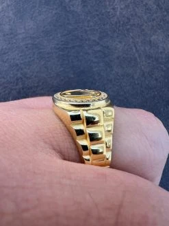 Mens Real 14k Gold Vermeil Over 925 Silver Iced Out Rolex Crown Watch Ring -Harlem Bling Shop harlembling mens real 14k gold vermeil over 925 silver iced out rolex crown watch ring 02622.1672764937