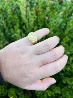 Mens Real 14k Gold Vermeil Over 925 Silver Iced Out Rolex Crown Watch Ring -Harlem Bling Shop harlembling mens real 14k gold vermeil over 925 silver iced out rolex crown watch ring 45376.1672764908