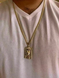 Men's Real 14k Yellow Gold Over 925 Sterling Silver Jesus Piece Necklace 1x1.5" 14 Men's Real 14k Yellow Gold Over 925 Sterling Silver Jesus Piece Necklace 1x1.5" -Harlem Bling Shop harlembling mens real 14k yellow gold over 925 sterling silver jesus piece necklace 1x1.5 72860.1664395584