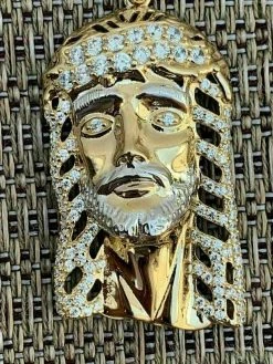 Men's Real 14k Yellow Gold Over 925 Sterling Silver Jesus Piece Necklace 1x1.5" 18 Men's Real 14k Yellow Gold Over 925 Sterling Silver Jesus Piece Necklace 1x1.5" -Harlem Bling Shop harlembling mens real 14k yellow gold over 925 sterling silver jesus piece necklace 1x1.5 74867.1664388513