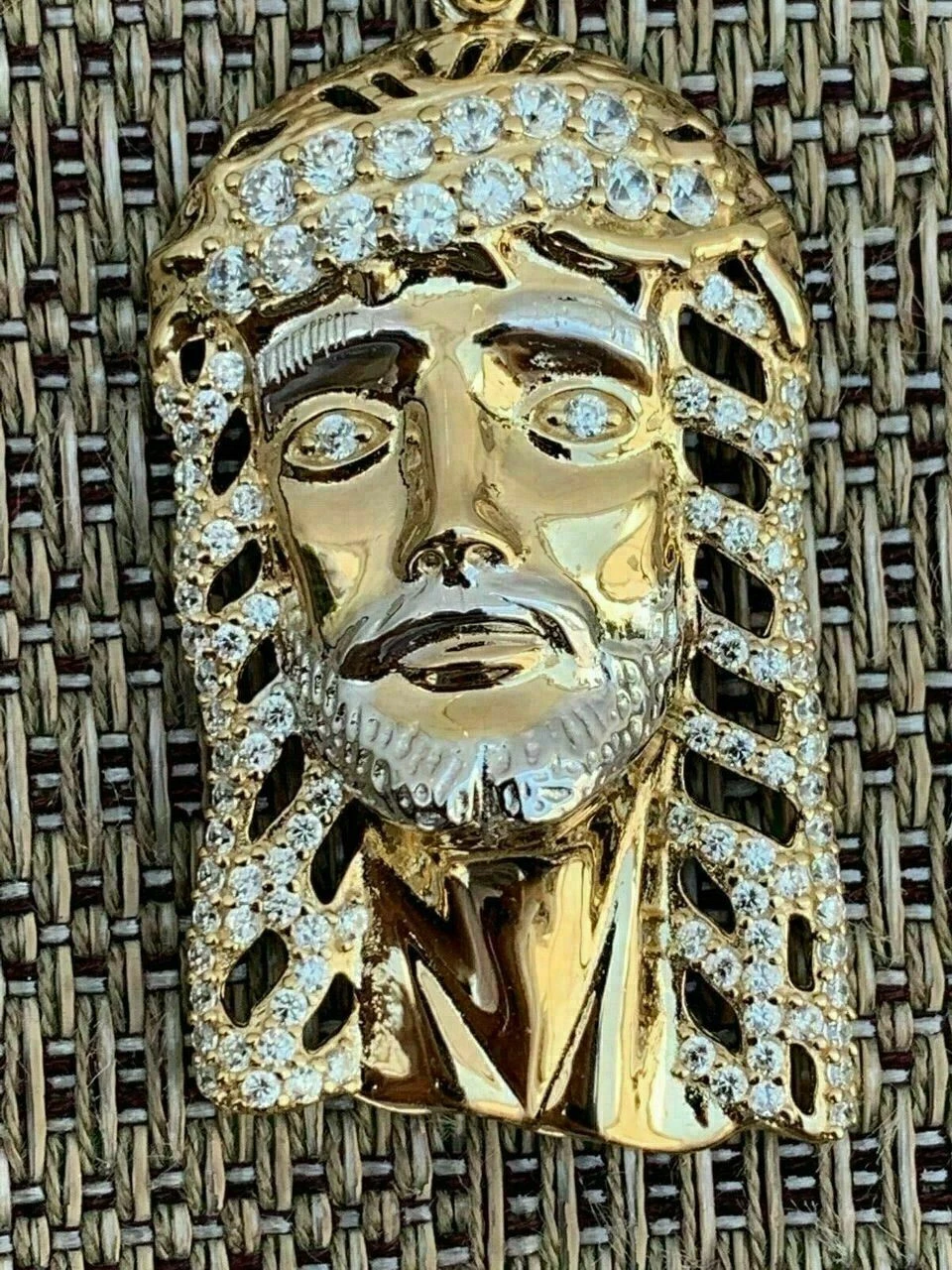 Men's Real 14k Yellow Gold Over 925 Sterling Silver Jesus Piece Necklace 1x1.5" 9 Men's Real 14k Yellow Gold Over 925 Sterling Silver Jesus Piece Necklace 1x1.5" - Image 7