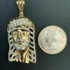 Men's Real 14k Yellow Gold Over 925 Sterling Silver Jesus Piece Necklace 1x1.5"