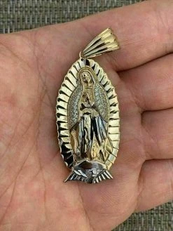 Men's Real 14k Yellow Gold Over 925 Sterling Silver Virgin Mary Guadalupe Chain -Harlem Bling Shop harlembling mens real 14k yellow gold over 925 sterling silver virgin mary guadalupe chain 62390.1664397534