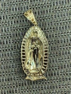 Men's Real 14k Yellow Gold Over 925 Sterling Silver Virgin Mary Guadalupe Chain -Harlem Bling Shop harlembling mens real 14k yellow gold over 925 sterling silver virgin mary guadalupe chain 88645.1664400411