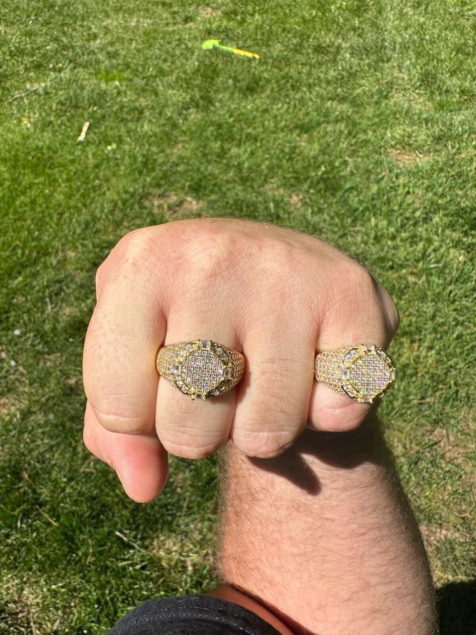 Men's Real 925 Silver 14k Gold Plated MOISSANITE Baguette Pinky RING Hip Hop Ice 9 Men's Real 925 Silver 14k Gold Plated MOISSANITE Baguette Pinky RING Hip Hop Ice - Image 7