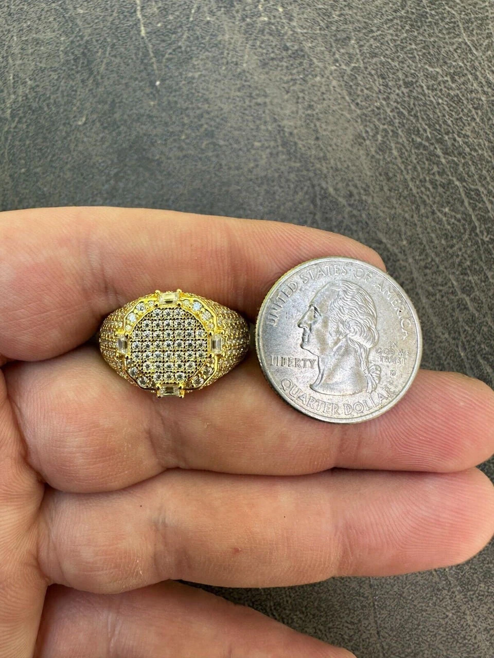 Men's Real 925 Silver 14k Gold Plated MOISSANITE Baguette Pinky RING Hip Hop Ice 10 Men's Real 925 Silver 14k Gold Plated MOISSANITE Baguette Pinky RING Hip Hop Ice - Image 8