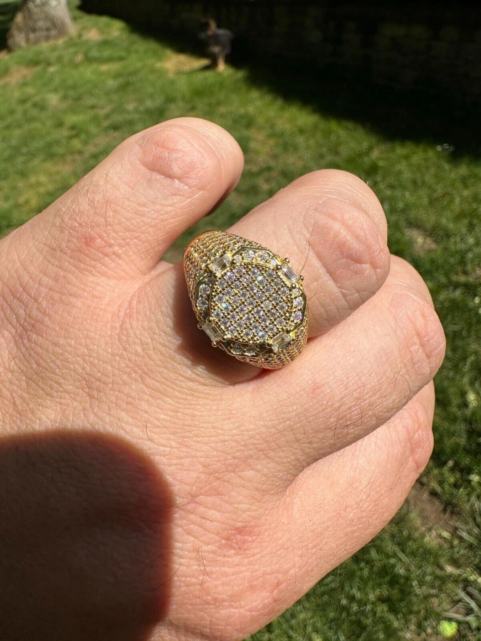 Men's Real 925 Silver 14k Gold Plated MOISSANITE Baguette Pinky RING Hip Hop Ice 7 Men's Real 925 Silver 14k Gold Plated MOISSANITE Baguette Pinky RING Hip Hop Ice - Image 5