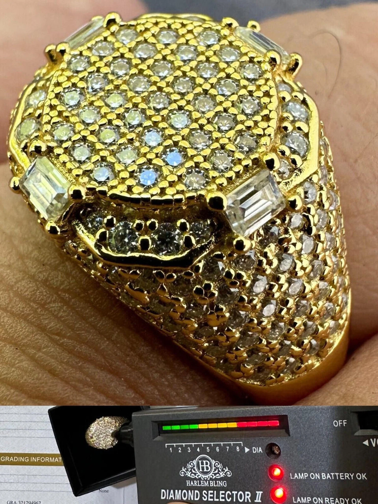 Men's Real 925 Silver 14k Gold Plated MOISSANITE Baguette Pinky RING Hip Hop Ice 3 Men's Real 925 Silver 14k Gold Plated MOISSANITE Baguette Pinky RING Hip Hop Ice