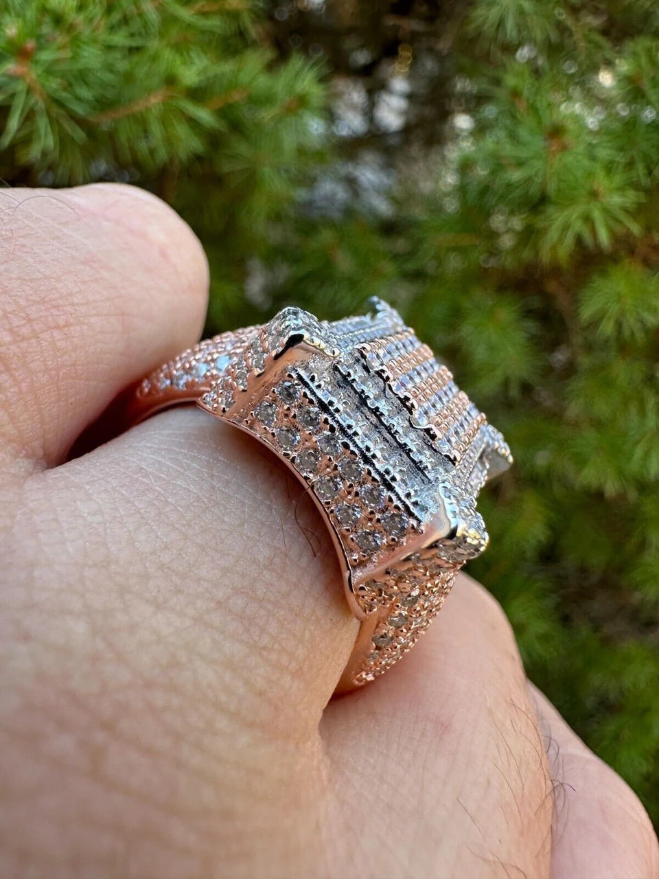 Men's Real 925 Silver 14k Rose Gold Plated MOISSANITE Large 3D Iced Hip Hop Ring 13 Men's Real 925 Silver 14k Rose Gold Plated MOISSANITE Large 3D Iced Hip Hop Ring - Image 11