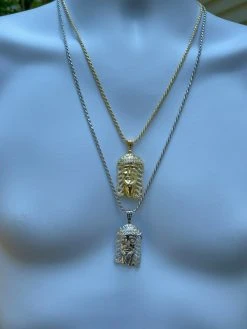 Mens Real 925 Silver & Gold Iced Jesus Piece Necklace Hip Hop MOISSANITE Pendant 22 Mens Real 925 Silver & Gold Iced Jesus Piece Necklace Hip Hop MOISSANITE Pendant -Harlem Bling Shop harlembling mens real 925 silver and gold iced jesus piece necklace hip hop moissanite pendant 39088.1664379987