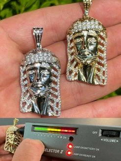 Mens Real 925 Silver & Gold Iced Jesus Piece Necklace Hip Hop MOISSANITE Pendant