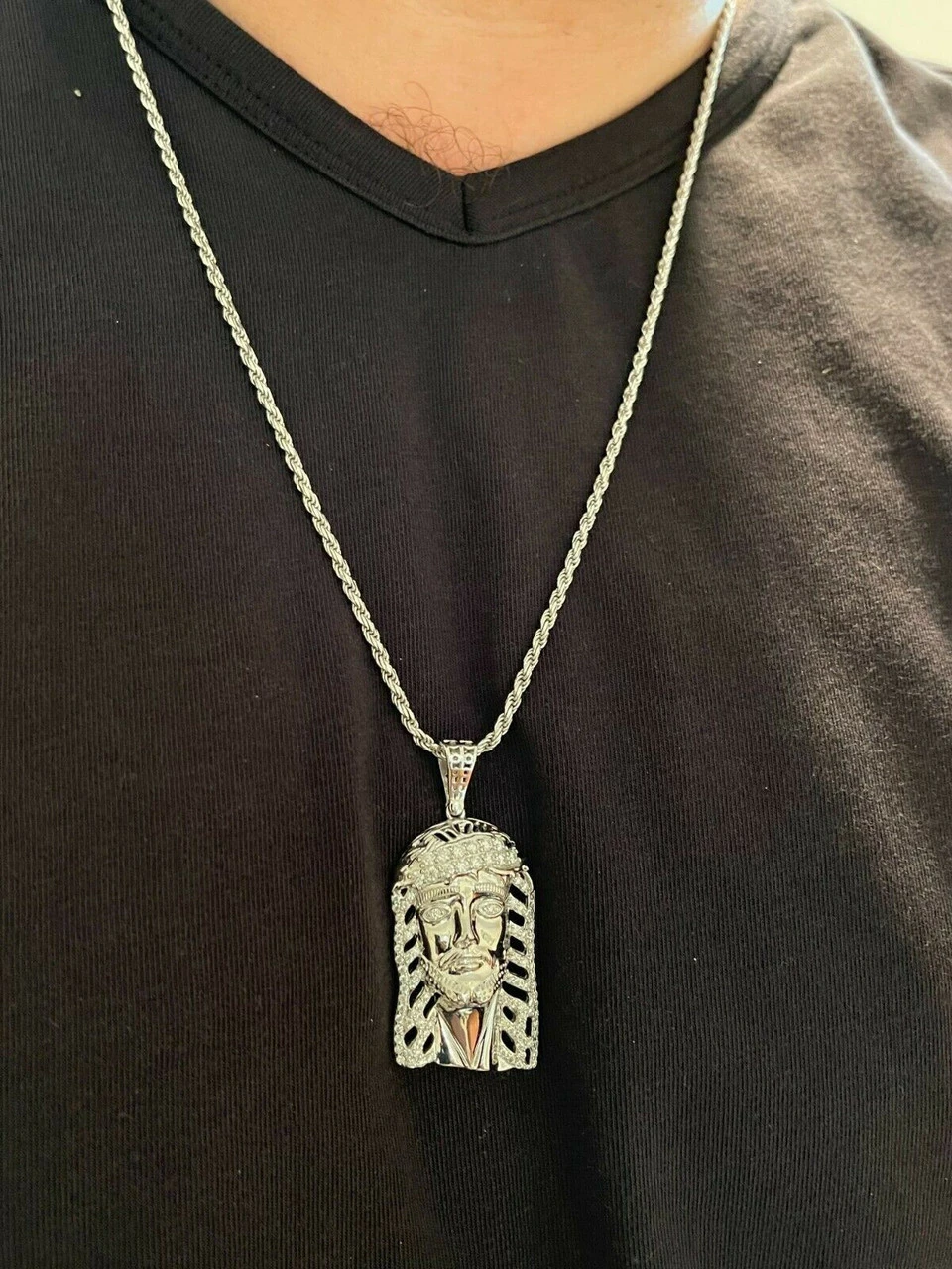 Mens Real 925 Silver & Gold Iced Jesus Piece Necklace Hip Hop MOISSANITE Pendant 12 Mens Real 925 Silver & Gold Iced Jesus Piece Necklace Hip Hop MOISSANITE Pendant - Image 10