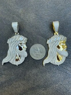 Men's Real 925 Silver / Gold Jesus Piece Iced Hip Hop Necklace Baguette Diamond 30 Men's Real 925 Silver / Gold Jesus Piece Iced Hip Hop Necklace Baguette Diamond -Harlem Bling Shop harlembling mens real 925 silver gold jesus piece iced hip hop necklace baguette diamond 02658.1664387253